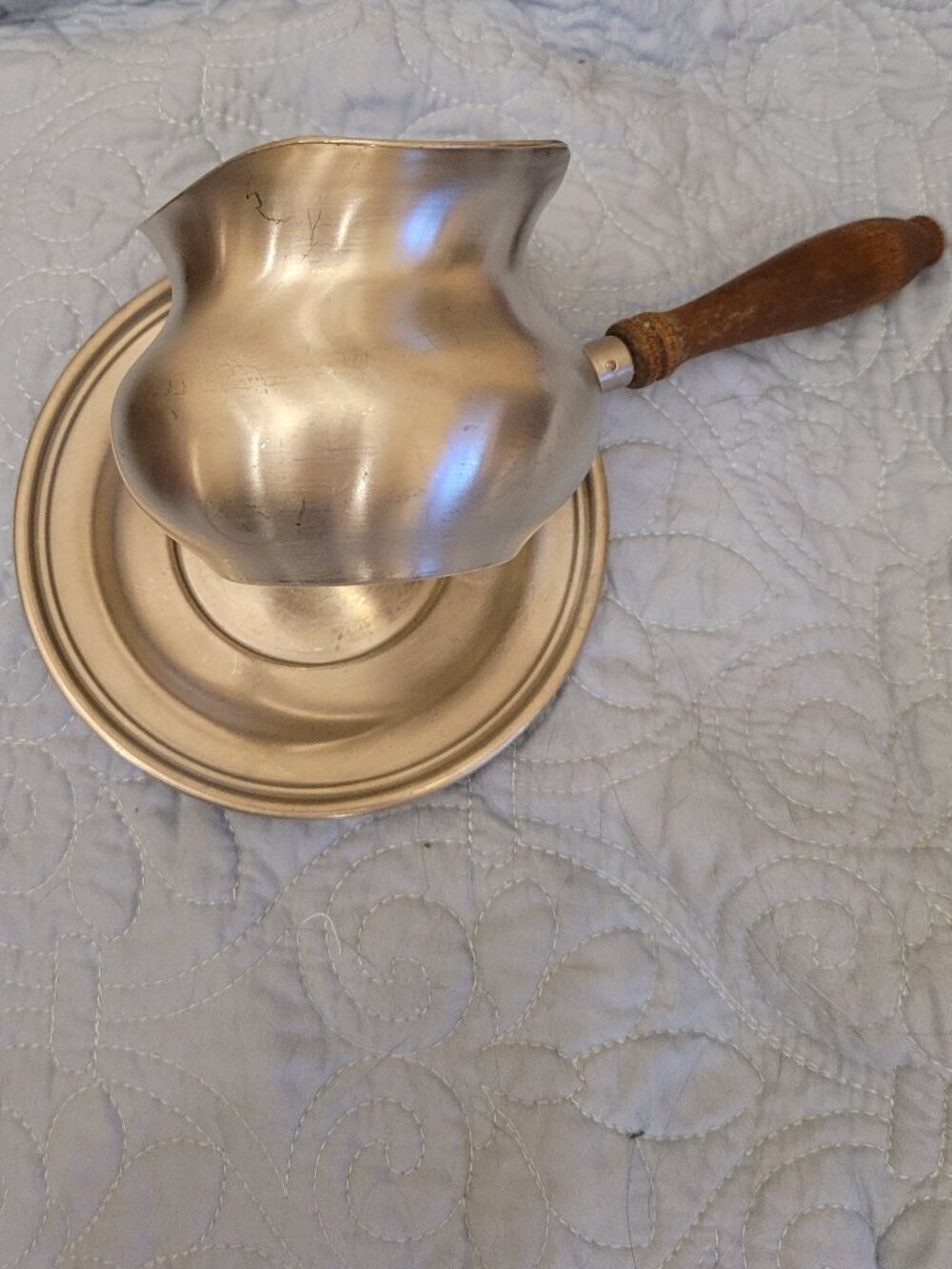 Vintage Preisner Pewter Pipkin Pot & Underplate - Artisan Crafted